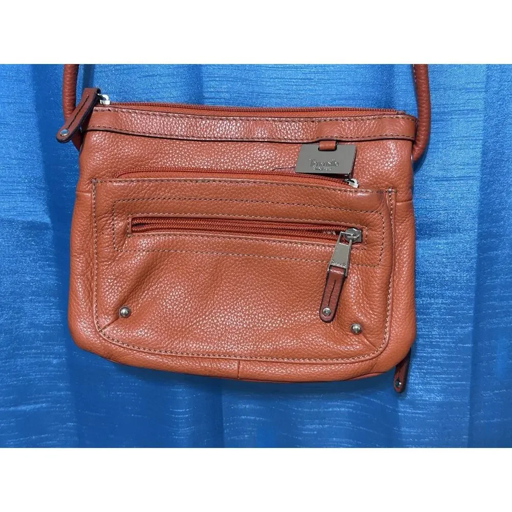 Tignanello Women's Small Pebble Leather Shoulder Crossbody Bag Orange
